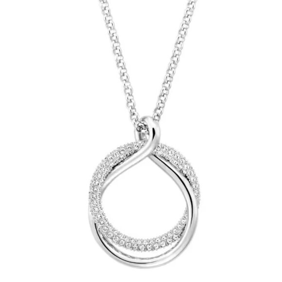 Swarovski Brilliant Crystal Rhodium Exact Double Circle Necklace BNWT Great Gift - Picture 2 of 3